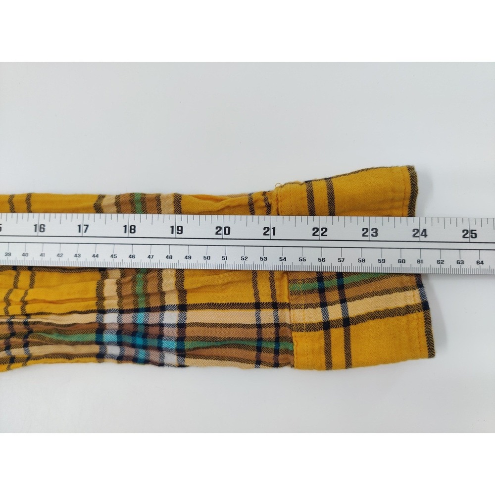 Merona Shirt Womens Size XXL Yellow ButtonUp Plaid Long Sleeve Chest Pockets - Picture 8 of 11